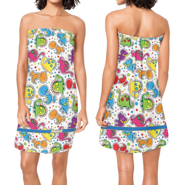 Dinosaur Print Custom Bath Wrap - Front & Back View