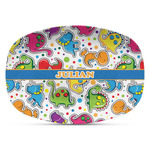 Dinosaur Print Plastic Platter - Microwave & Oven Safe Composite Polymer (Personalized)