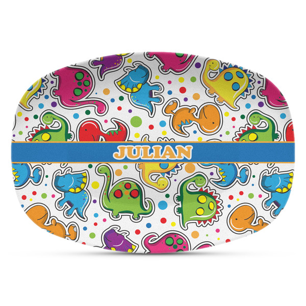 Custom Dinosaur Print Plastic Platter - Microwave & Oven Safe Composite Polymer (Personalized)
