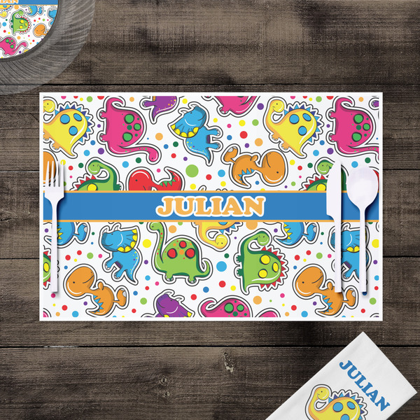 Dinosaur Print Disposable Paper Placemat - In Context