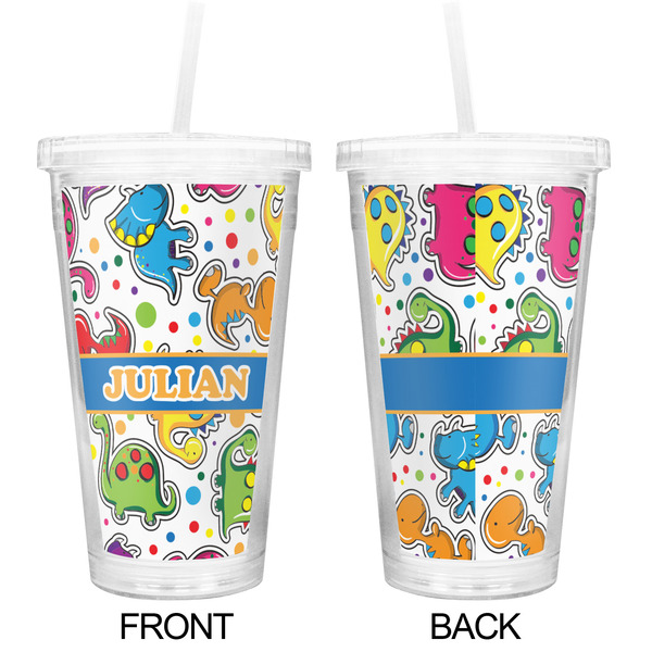 Dinosaur Print Double Wall Tumbler with Straw - Approval