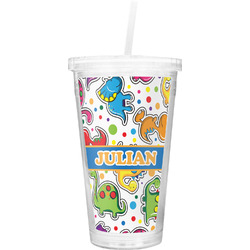 Dinosaur Print Double Wall Tumbler with Straw (Personalized)