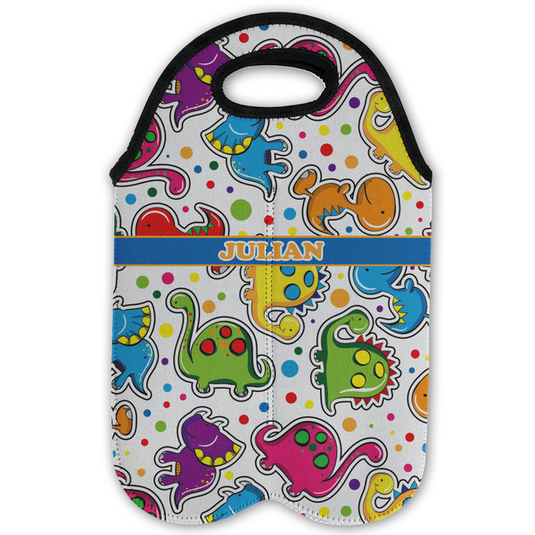 Dinosaur Print Double Wine Tote - Flat (new)
