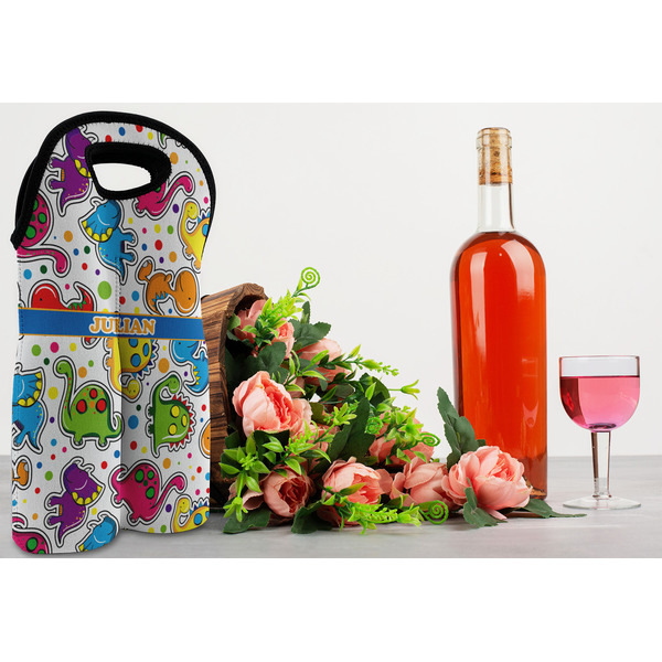 Dinosaur Print Double Wine Tote - LIFESTYLE (new)