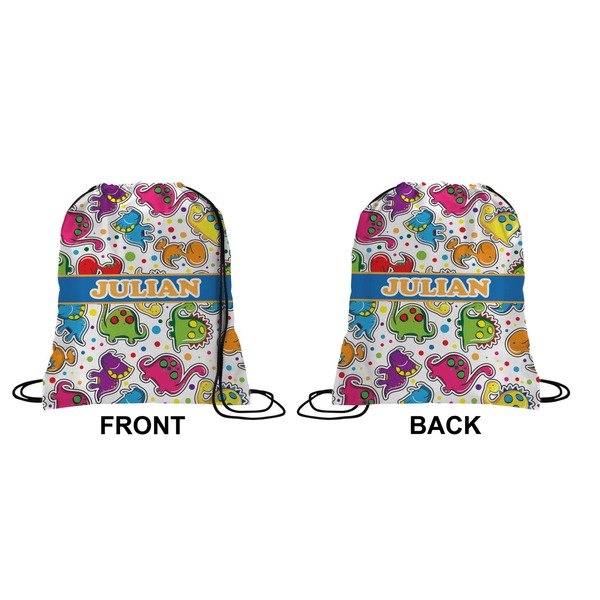 Dinosaur Print Drawstring Backpack Front & Back Small