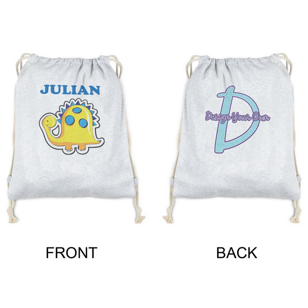 Dinosaur Print Drawstring Backpacks - Sweatshirt Fleece - Double Sided - APPROVAL