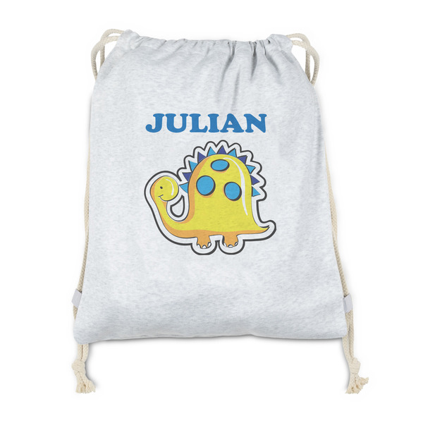 Custom Dinosaur Print Drawstring Backpack - Sweatshirt Fleece - Double Sided (Personalized)