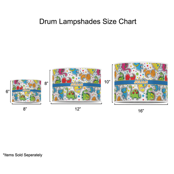 Dinosaur Print Drum Lampshades - Sizing Chart