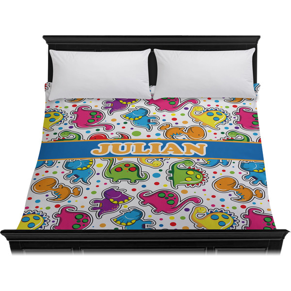 Dinosaur Print Duvet Cover - King - On Bed - No Prop