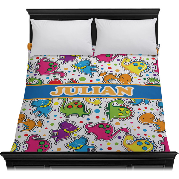 Dinosaur Print Duvet Cover - Queen - On Bed - No Prop