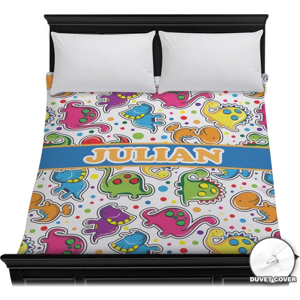 Custom Dinosaur Print Duvet Cover - Full / Queen (Personalized)