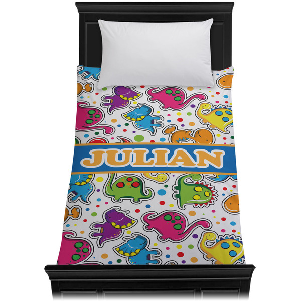 Dinosaur Print Duvet Cover - Twin XL - On Bed - No Prop