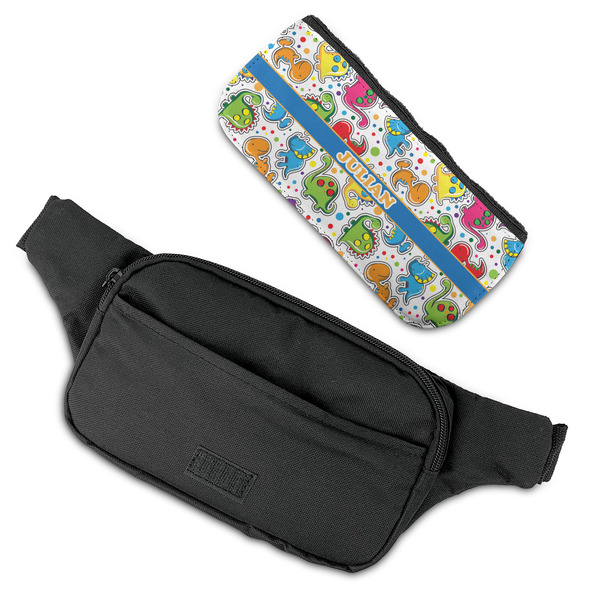 Dinosaur Print Fanny Packs - FLAT (flap off)
