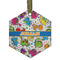 Dinosaur Print Flat Glass Ornament - Hexagon w/ Name or Text