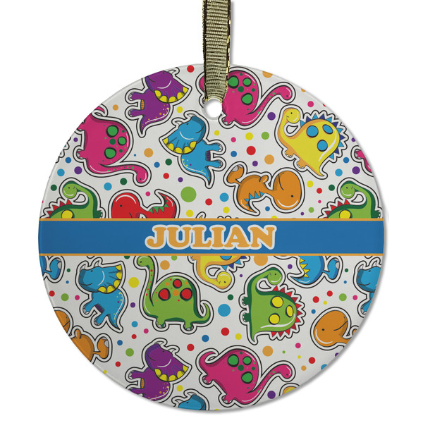 Dinosaur Print Frosted Glass Ornament - Round