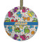 Dinosaur Print Flat Glass Ornament - Round w/ Name or Text