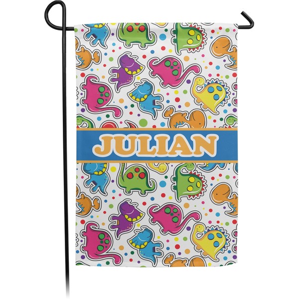 Custom Dinosaur Print Small Garden Flag - Double Sided w/ Name or Text