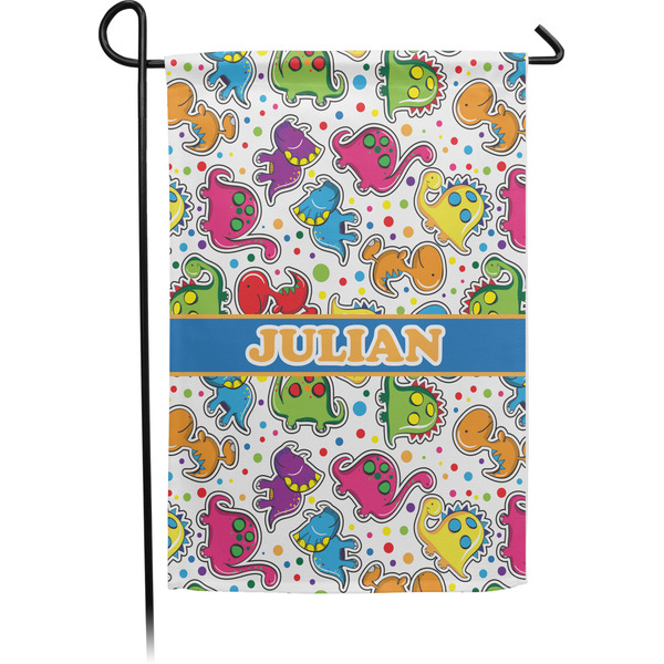 Custom Dinosaur Print Small Garden Flag - Single Sided w/ Name or Text