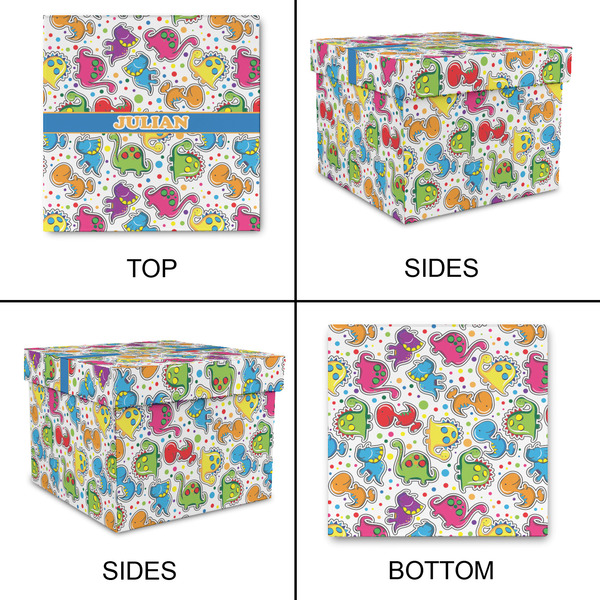 Dinosaur Print Gift Boxes with Lid - Canvas Wrapped - Large - Approval