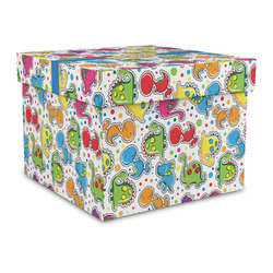 Dinosaur Print Gift Box with Lid - Canvas Wrapped - Large (Personalized)