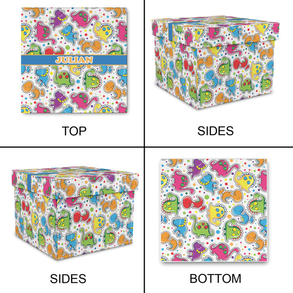 Dinosaur Print Gift Boxes with Lid - Canvas Wrapped - Medium - Approval