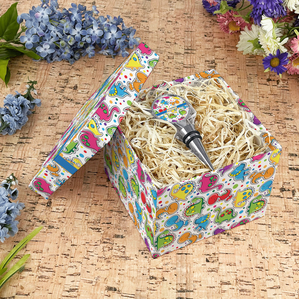 Dinosaur Print Gift Boxes with Lid - Canvas Wrapped - Medium - In Context