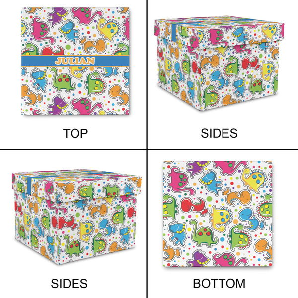 Dinosaur Print Gift Boxes with Lid - Canvas Wrapped - Small - Approval