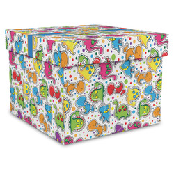 Dinosaur Print Gift Box with Lid - Canvas Wrapped - X-Large (Personalized)