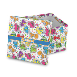 Dinosaur Print Gift Box with Lid - Canvas Wrapped (Personalized)