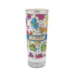 Dinosaur Print 2 oz Shot Glass -  Glass with Gold Rim - Set of 4 (Personalized)