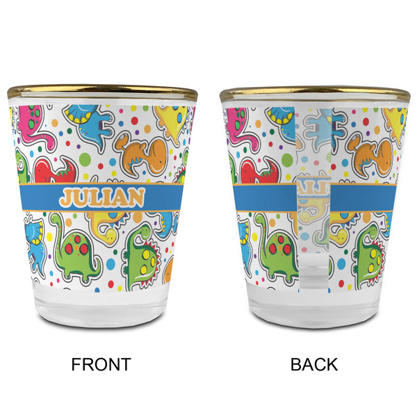 Dinosaur Print Glass Shot Glass - with gold rim - APPROVAL