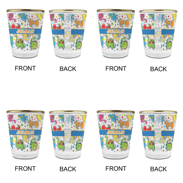 Dinosaur Print Glass Shot Glass - with gold rim - Set of 4 - APPROVAL