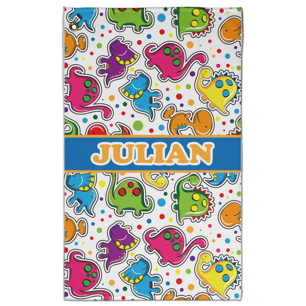 Custom Dinosaur Print Golf Towel - Poly-Cotton Blend - Large w/ Name or Text