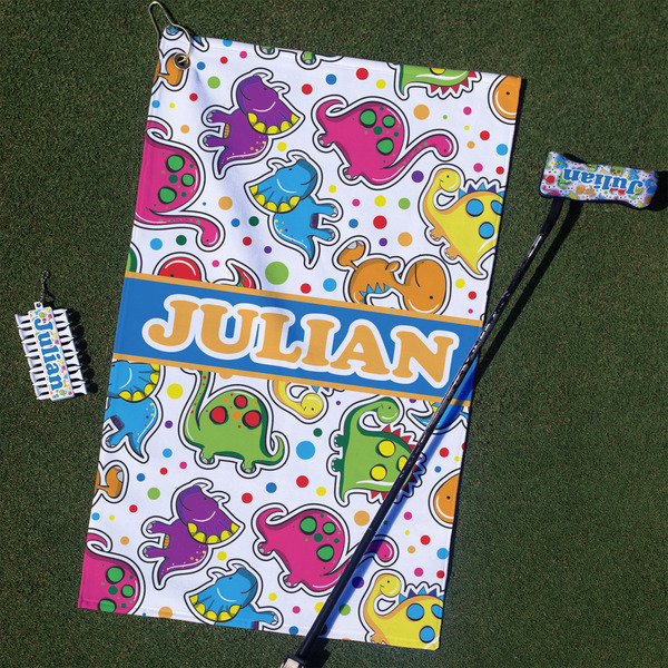 Custom Dinosaur Print Golf Towel Gift Set (Personalized)