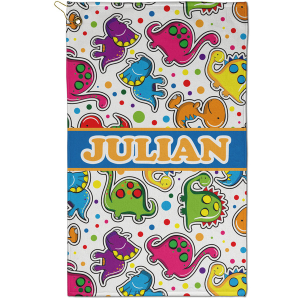 Custom Dinosaur Print Golf Towel - Poly-Cotton Blend - Small w/ Name or Text