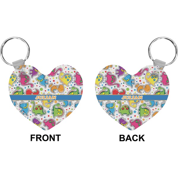 Dinosaur Print Heart Keychain (Front + Back)
