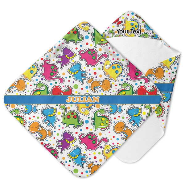 Custom Dinosaur Print Hooded Baby Towel (Personalized)
