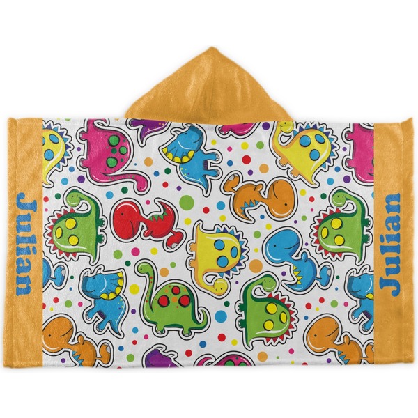 Custom Dinosaur Print Kids Hooded Towel (Personalized)