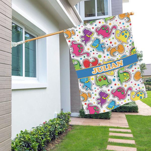 Dinosaur Print House Flags - Single Sided - LIFESTYLE