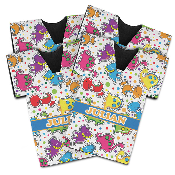 Dinosaur Print Jersey Bottle Cooler - Set of 4 - MAIN (flat)