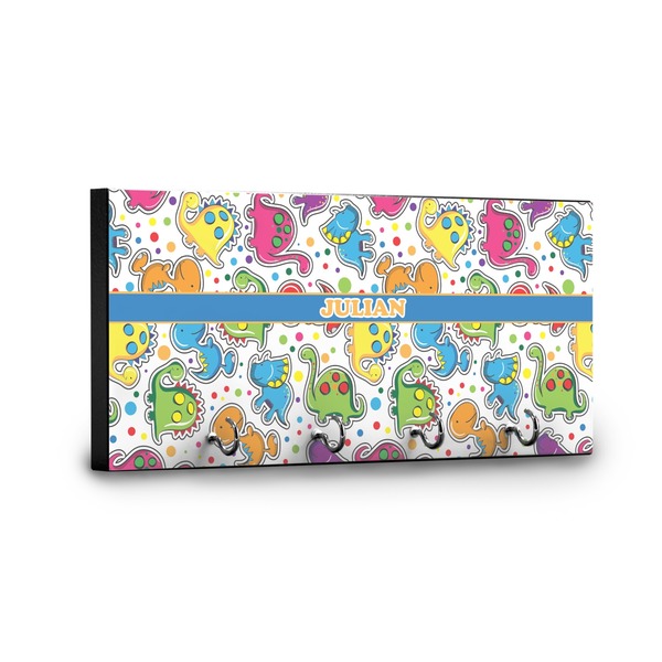 Dinosaur Print Key Hanger - Front View with Hooks