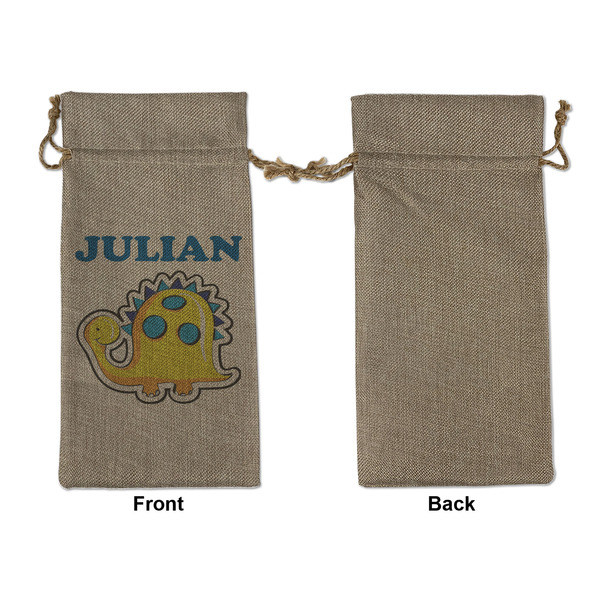 Dinosaur Print Large Burlap Gift Bags - Front Approval