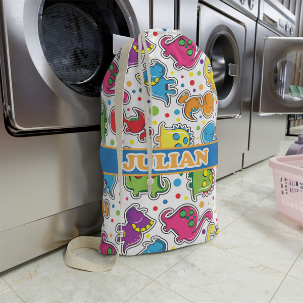 Dinosaur Print Large Laundry Bag - In Context