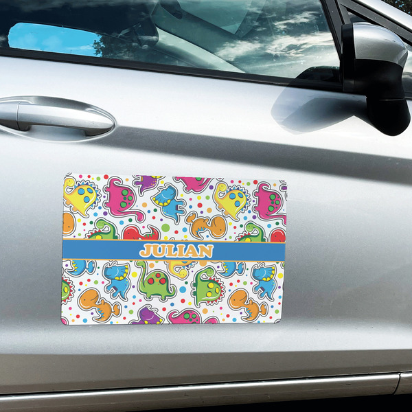 Dinosaur Print Large Rectangle Car Magnets- In Context