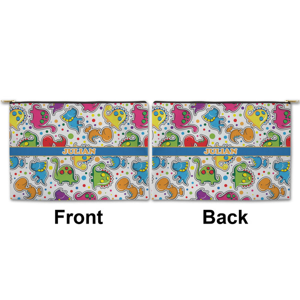 Dinosaur Print Large Zipper Pouch Approval (Front and Back)