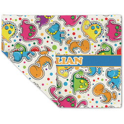 Dinosaur Print Double-Sided Linen Placemat - Single w/ Name or Text
