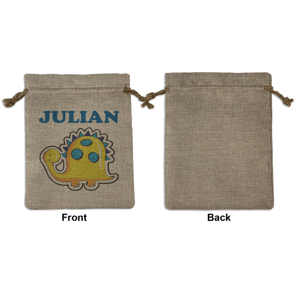 Dinosaur Print Medium Burlap Gift Bag - Front Approval
