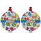 Dinosaur Print Metal Ball Ornament - Front and Back