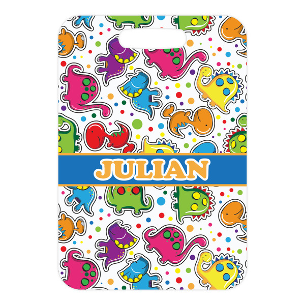 Dinosaur Print Metal Luggage Tag - Front Without Strap
