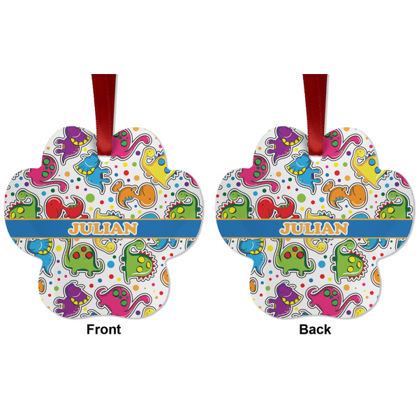 Dinosaur Print Metal Paw Ornament - Front and Back